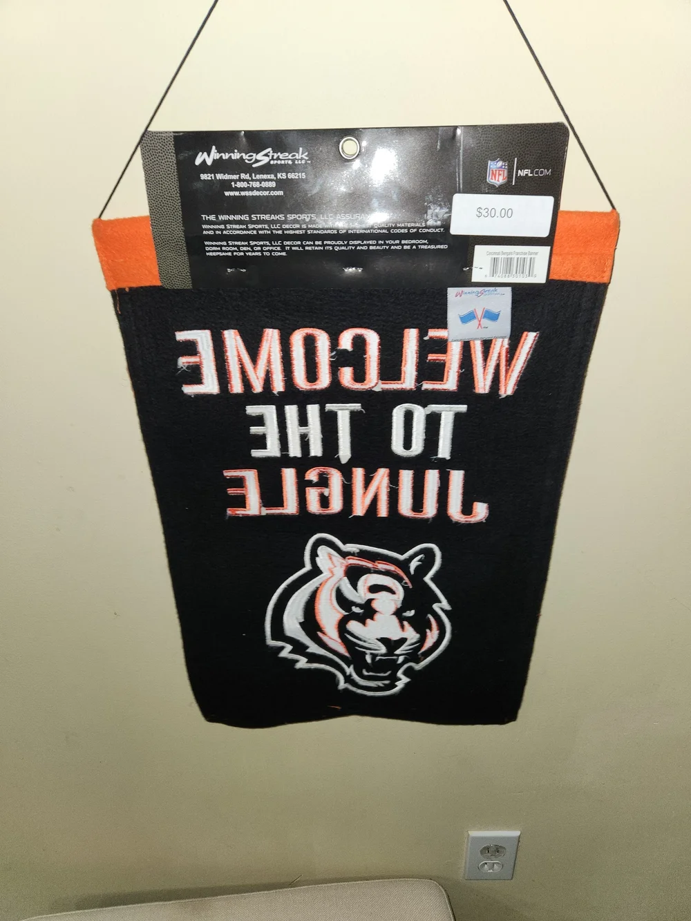 NFL Cincinnati Bengals Welcome Banner - Black & Orange